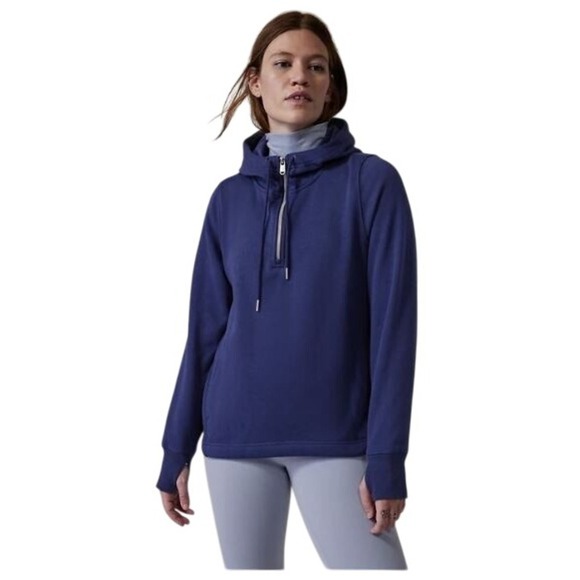 Athleta Women's Cozy Karma 1/4Zip Hoodie, Enchanted Blue, Size XS - Picture 1 of 11